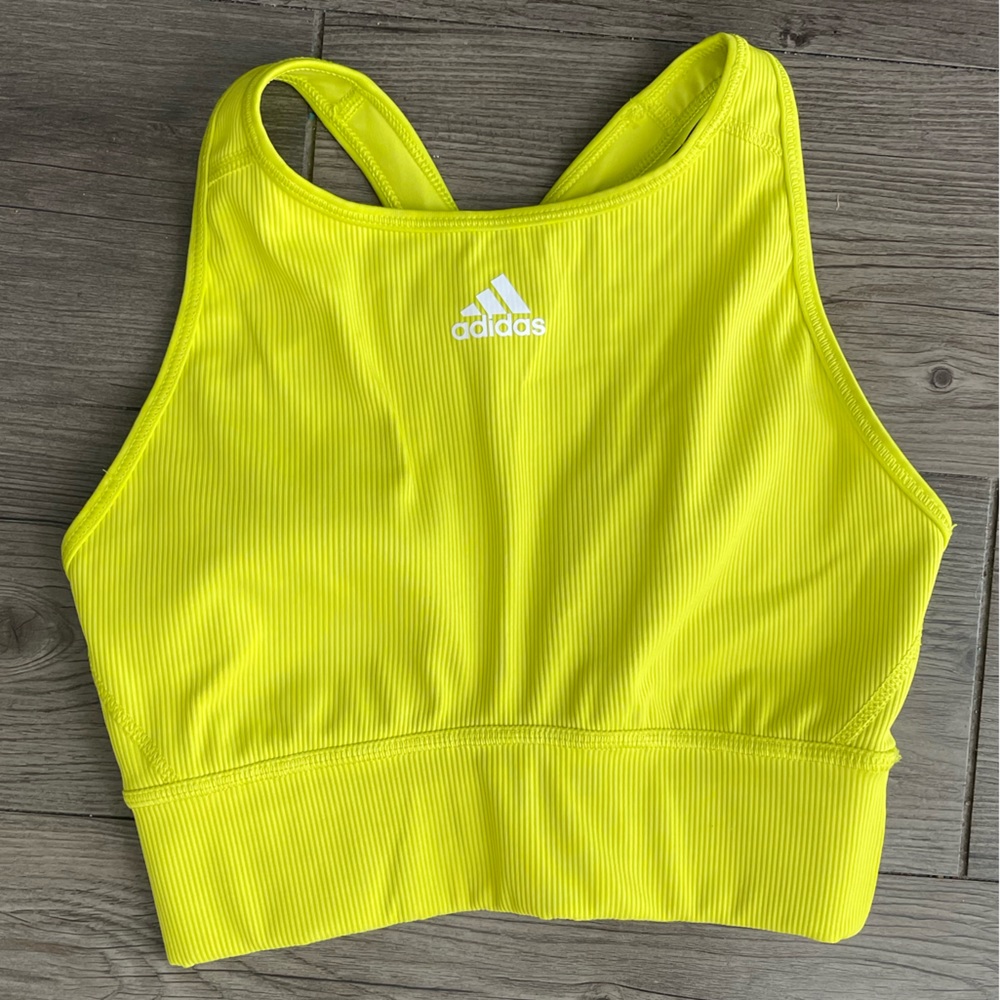 Adidas Women's Rib Long Sports Bra - Acid Yellow